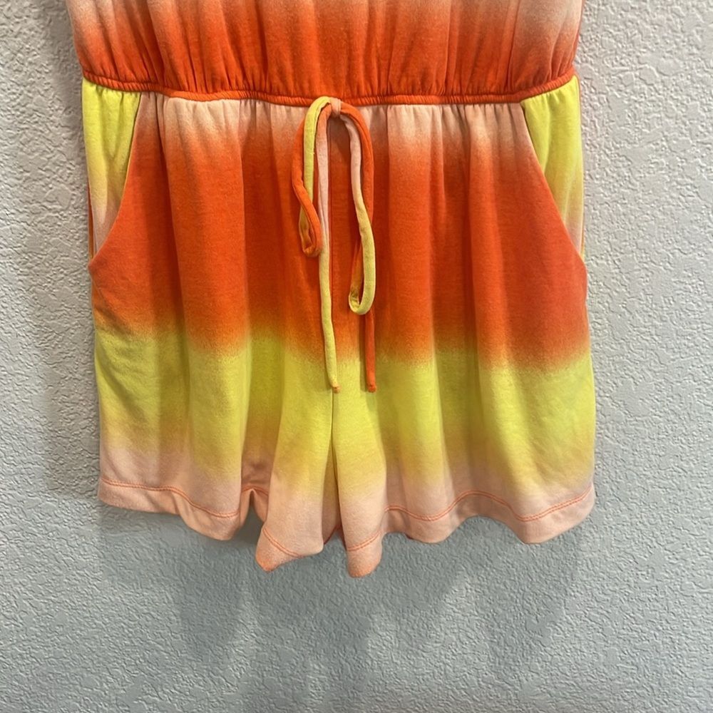Ces Femme The Adeline Ombre Orange & Yellow Sherbet Lined Romper Size Large - Picture 4 of 10